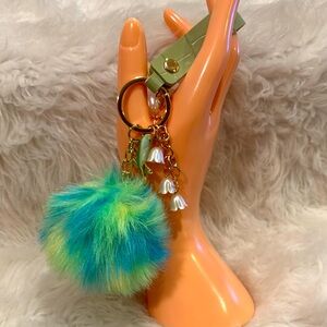 Pom and Flowers Keychain/Purse Charm/NWOT